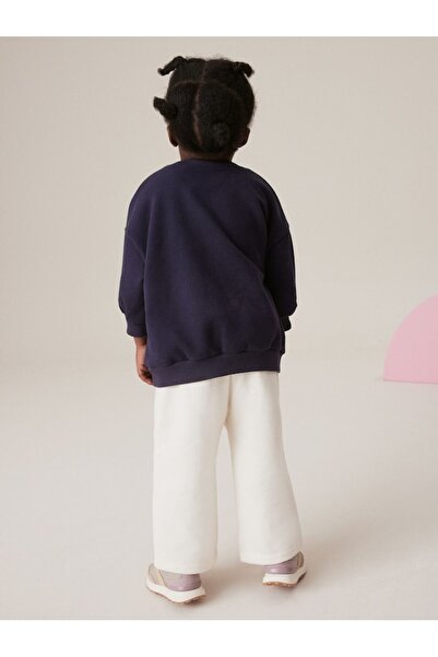 Next Baby Cotton Navy Blue Printed Sweatshirt Jogger Bottom Top Set