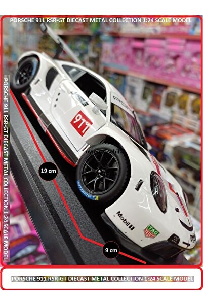 OYUNCAKSAHİLİ Porsche 911 Rsr Gt Metal Model 19x9cm Diecast 1.24 Büyük Koleks...