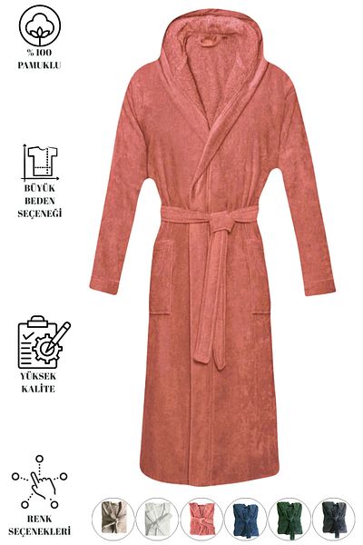 Mokita Home 100% βαμβακερό βελούδο Dusty Rose Color Unisex Ανδρικό και Γυναικείο Μπουρνούζι Μαλακό Υπερμεγέθη Μπουρνούζι