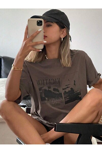 ALİKA Γυναικείο μπλουζάκι με στάμπα Oversize Relaxed Cut Chic