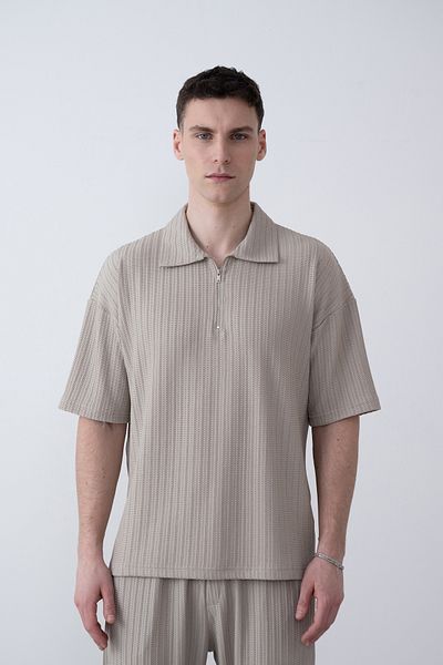 İLKCET MODA Ανδρικό μπλουζάκι με φερμουάρ