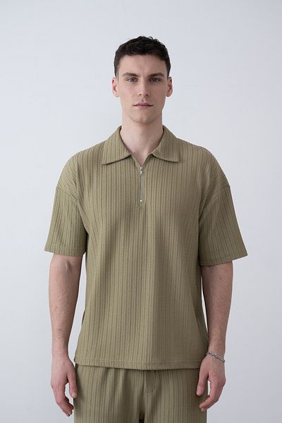 İLKCET MODA Ανδρικό μπλουζάκι με φερμουάρ