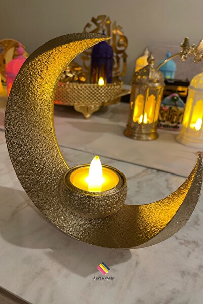 a life in games Yarım Ay Ledli Işıklı Biblo - Led Mum Hediyeli - Bayram /doğu...