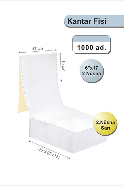 POZİTİF FORM 6x17 Kantar Fişi 2 Nüsha Beyaz + Sarı , 1000 Adet , Otokopili Sü...