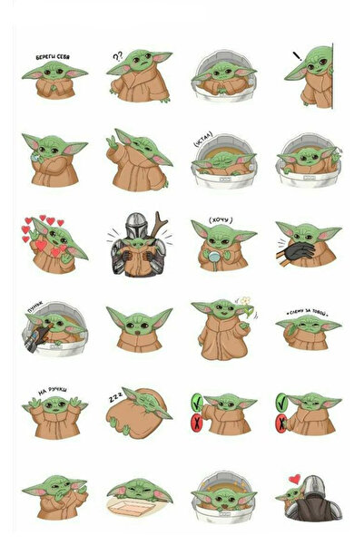 Sticksy Baby Yoda Sticker Telefon Laptop Notebook Tablet Defter Duvar Matara ...