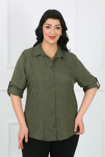 özle fashion Keten Büyük Beden Tunik Gömlek