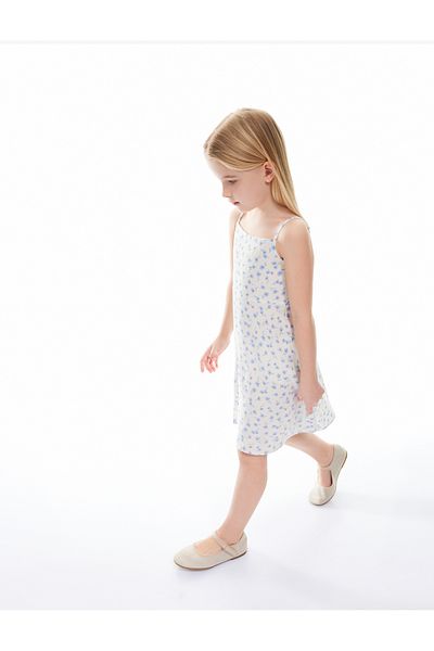 Koton Floral Patterned Thin Strap Viscose Dress