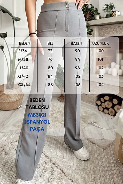 Mogi Butik High Waist Recovery Women's Palazzo Trousers 3021 - Flared Leg