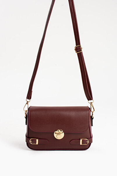 Rosmod Geantă asimetrică de damă din piele lacuită de culoare burgundă