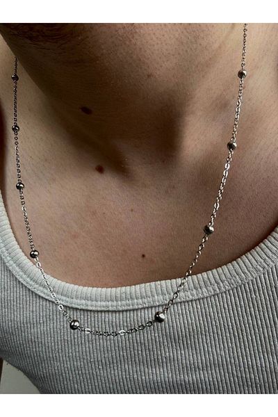 Arvens Men's Silver Stainless Steel Necklace Women's Colorfast Unisex Non-Tarnish Sturdy Steel