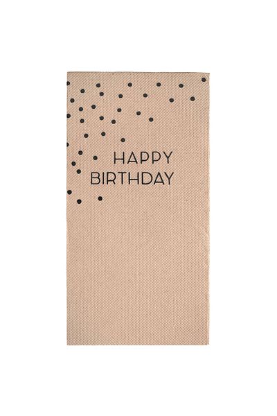 Story 40X40 cm Black Foil Happy Birthday Patterned 16-Piece 1/8 Fold Kraft Colored Paper Napkins