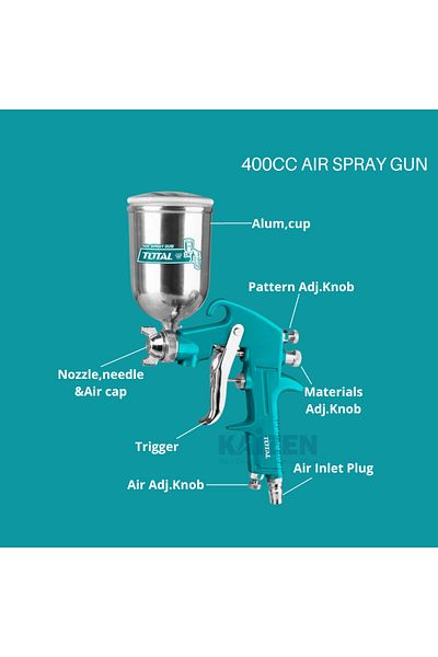 TOTAL 400cc 1.5mm Airless Paint Spray Gun with Metal Cup