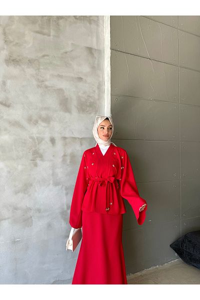hacer ayaydın Stoned Fishtail 2-Piece Skirt-Blouse Set