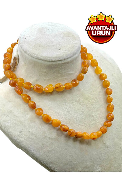 BOJI Unisex Sertifikalı Baltık Amber Guatr Sinir Stres Damla Kehribar Yetişkin Kolye