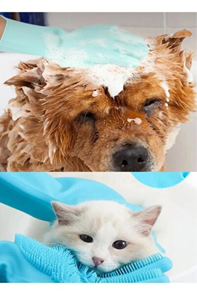 Nirnisa 1 Çift Kedi Köpek Yıkama Fırçası Pet Banyo Silikon Bulaşık Yıkama Eldiveni Isıya Dayanıklı Fırça
