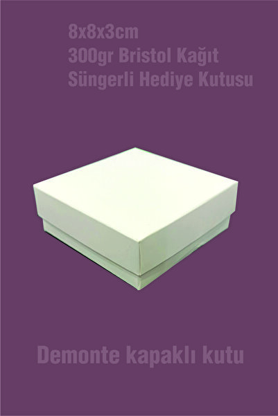 Örün Matbaa 8x8x3cm Beyaz Takı Kutusu Kelepçe, Kolye, Bileklik, Mini Set 25 Adet Süngerli Demontedir