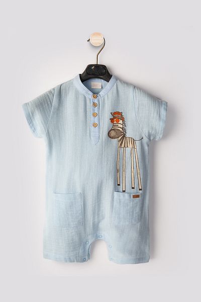 Ofislot Zebra Baby Boy Summer Romper-Shorts-Short Sleeve Jumpsuit