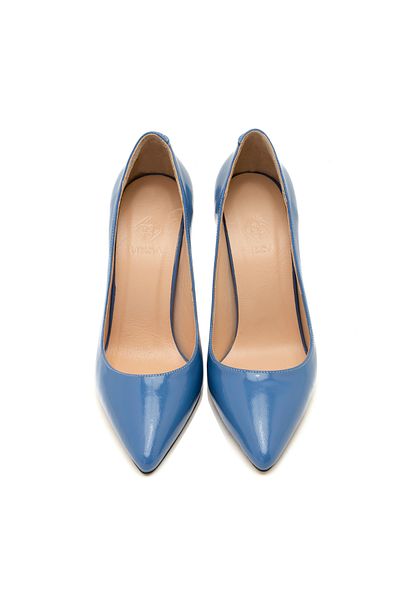 Desa Stiletto din piele albastră pentru femei