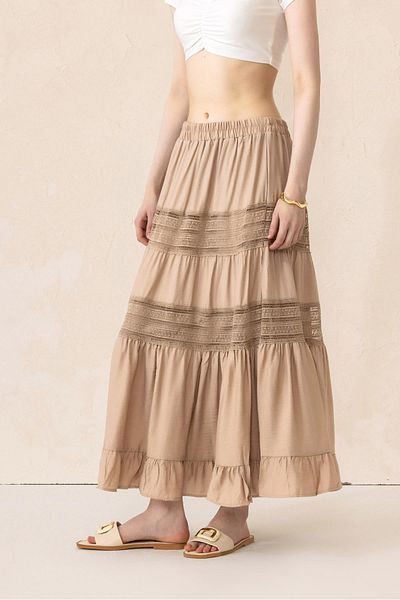 Olcay Rock mit Spitzendetail und elastischer Taille – STONE 7061