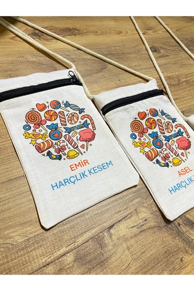 HCG TASARIM Bayram kesesi Çapraz çanta ipli  Kişiye özel isim baskılı harçlık...