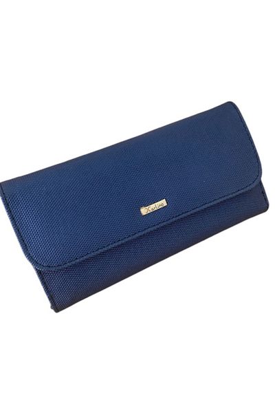 Carlino Women's Gift Set Navy Blue Carlino Wallet Combed Cotton Shawl - Steel Necklace