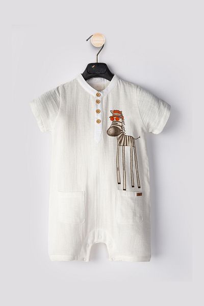Ofislot Zebra Baby Boy Summer Romper-Shorts-Short Sleeve Jumpsuit