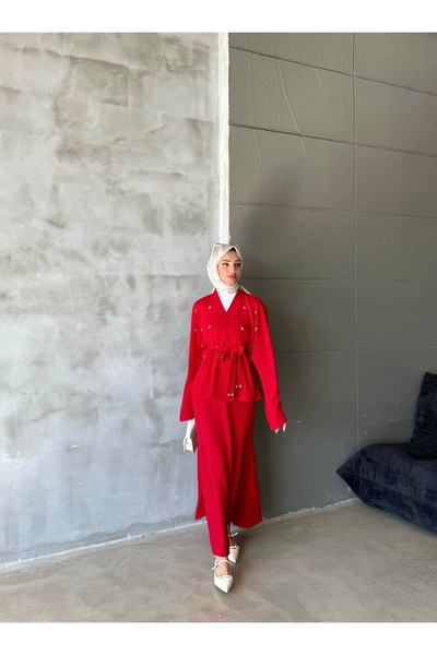 hacer ayaydın Stoned Fishtail 2-Piece Skirt-Blouse Set