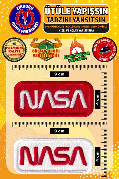 Embory 2 bucăți de broderie cu logo-ul NASA, marca de top din Turcia