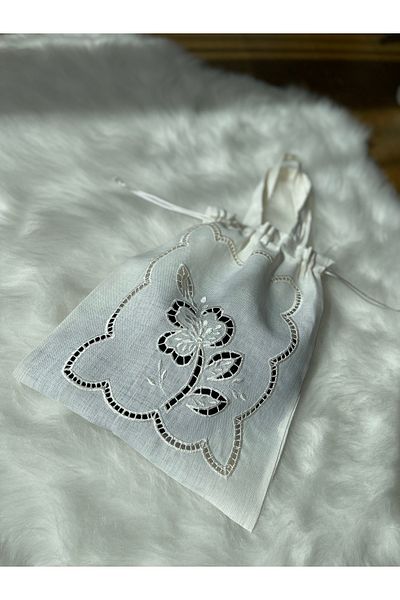 QBR Home Embroidered Hole Work Multipurpose Fabric Bag
