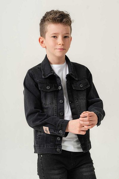 Gold Class Kidswear Черно дънково момчешко яке с двоен джоб и копчета