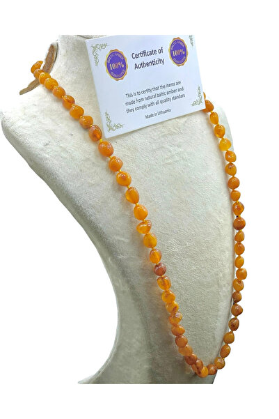 BOJI Unisex Sertifikalı Baltık Amber Guatr Sinir Stres Damla Kehribar Yetişkin Kolye