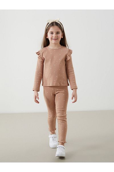 LC Waikiki New Season Crew Neck Girl's Blouse and Leggings 2-Piece - S5J684Z1