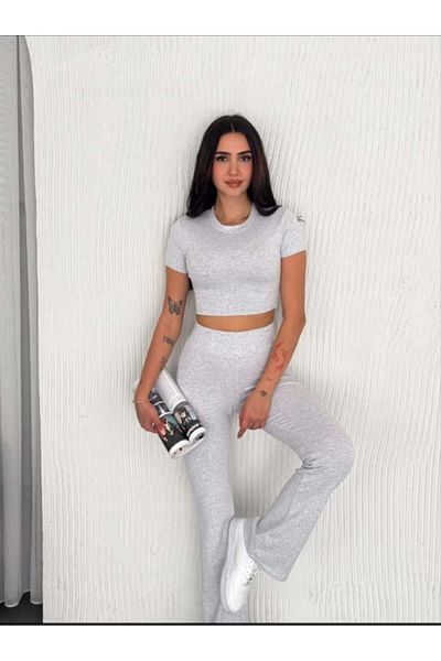 Butik Merrline Combed Cotton Crop Leggings Double Set