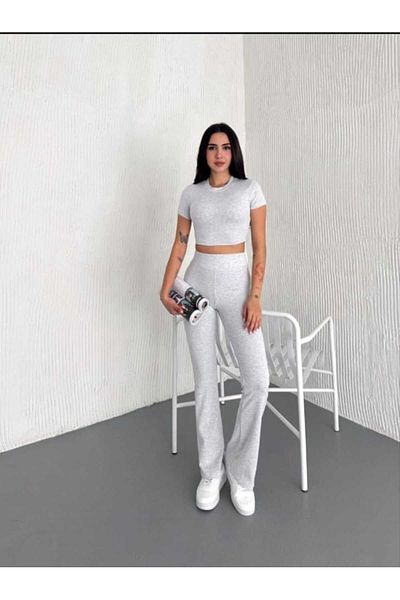 Butik Merrline Combed Cotton Crop Leggings Double Set