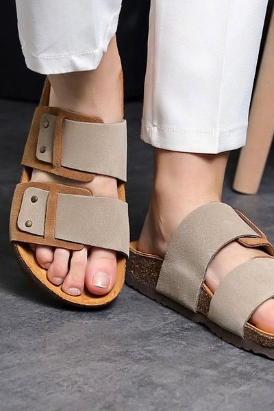 Land of Cork Unisex Ανατομικές Παντόφλες - Πραγματικό Δέρμα με Φυσική Σόλα από Φελλό