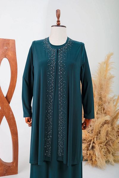 HESNA Set rochie de seară pentru mamă cu vestă brodată cu piatră elegantă Yaren