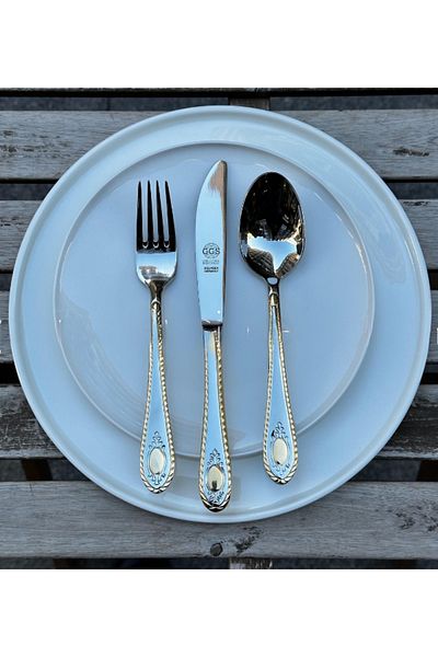 GGS Solingen Germany Nadine Shiny Gold 96 Piece 12-Person Cutlery Set