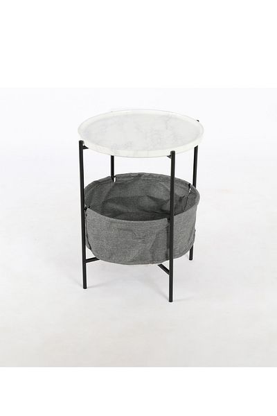 TrentonGCC Round Side Table with Storage Basket – 42cm Diameter, 56cm Height