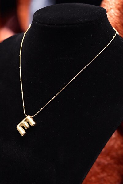 HFKY Kadın Çelik Balon Harf Kolye. E Harfli Çelik Kolye.