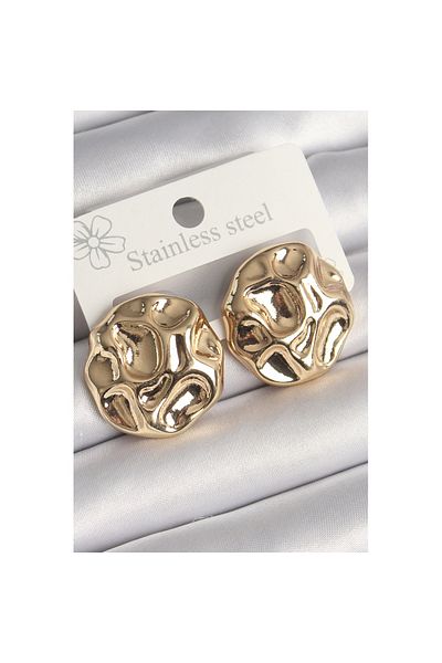 Skygo Brass Gold Color Embroidered Circle Plate Model Women's Earrings - Tj-Bkp10243