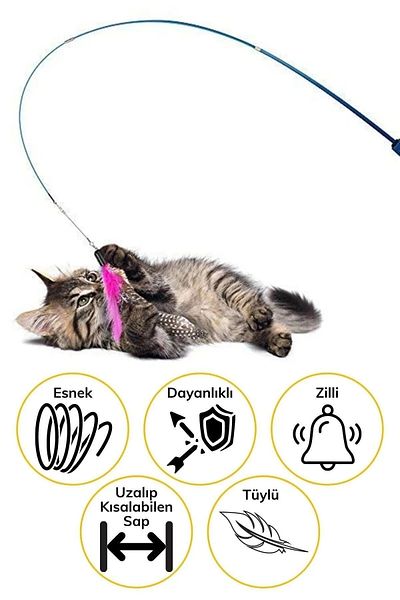 STFAST Adjustable Extendable Cat Toy - Telescopic Bell Feather Elastic Bell Rattle