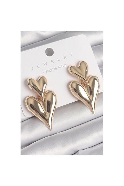 Skygo Brass Gold Color Dangle Heart Model Women's Earrings - Tj-Bkp10233