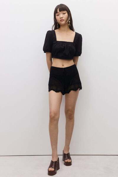 H&M Lacing-detail Cotton Blouse
