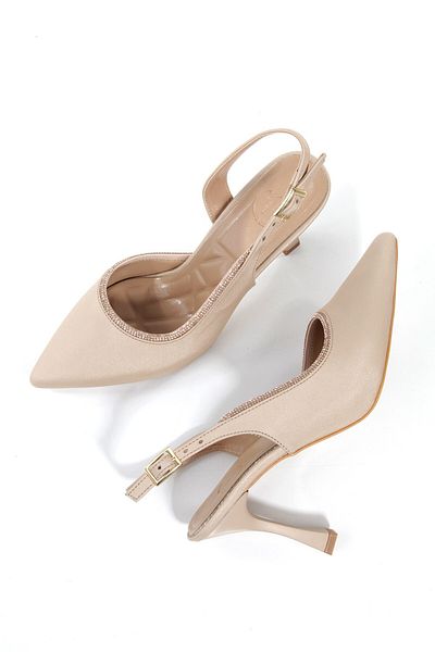 Modabuymus Tonnyy Nude Stone Stiletto Side Open Heeled Evening Dress Shoes