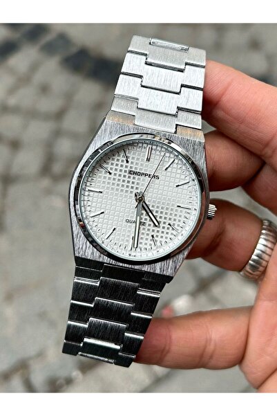 Choppers White Round Dial Detail Silver Color Steel Case and Band Wristwatch with Stylish and Modern Design