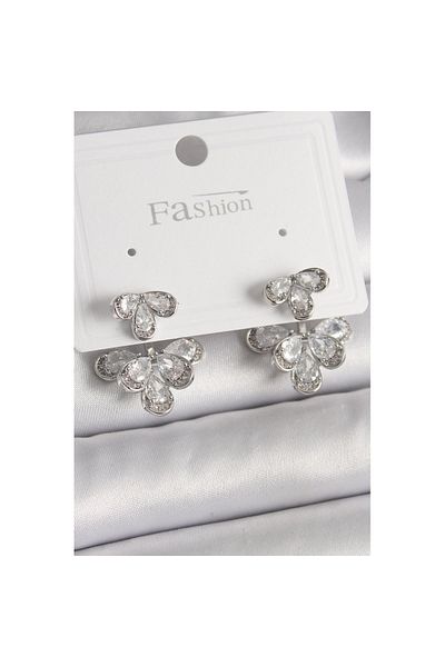Skygo Brass Silver Color Zircon Stone Drop Model Women's Earrings - Tj-Bkp9940