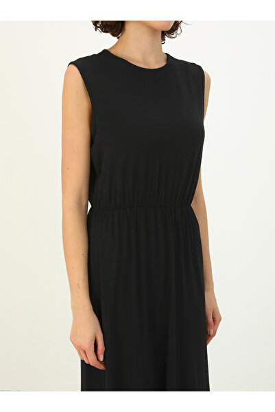 Refka Natural Fabric Elastic Waist Sleeveless Dress - Black - Benin