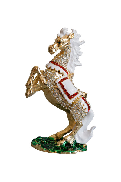 Metal Jewelry Box with Crystal Stone Embroidered Decorative Horse