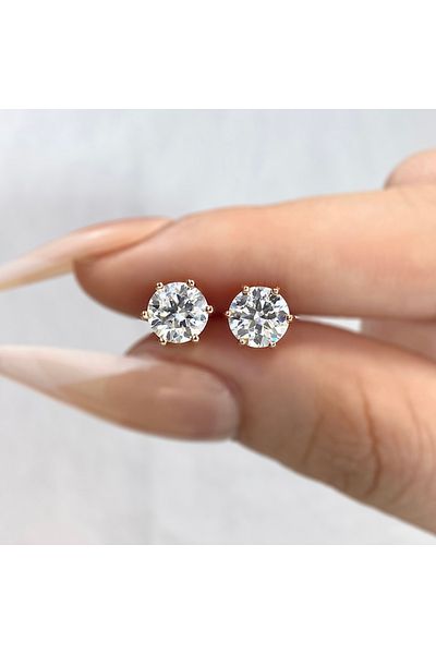 Choice 1 carat Moissanite Rose Gold Color DW 0.5ct-2ct D Color Certified Moissanite Stud Earrings Lab Creat