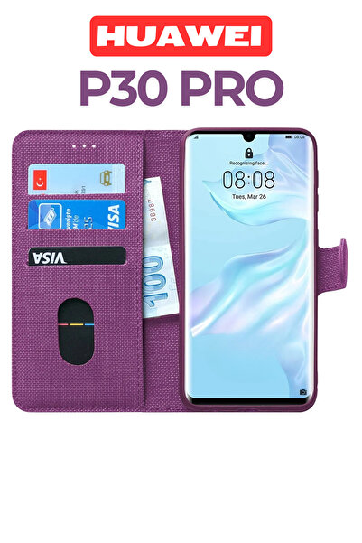 UPEKA Huawei P30 Pro Kılıf Kumaş Desenli Cüzdanlı Standlı Kapaklı Kılıf